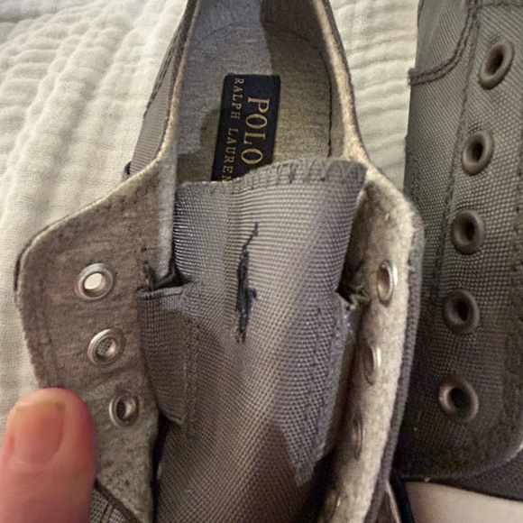 Polo RALPH LAUREN  Little Boys size 1.5 slip on elastic no tie Grey Sneakers EUC - Picture 5 of 15